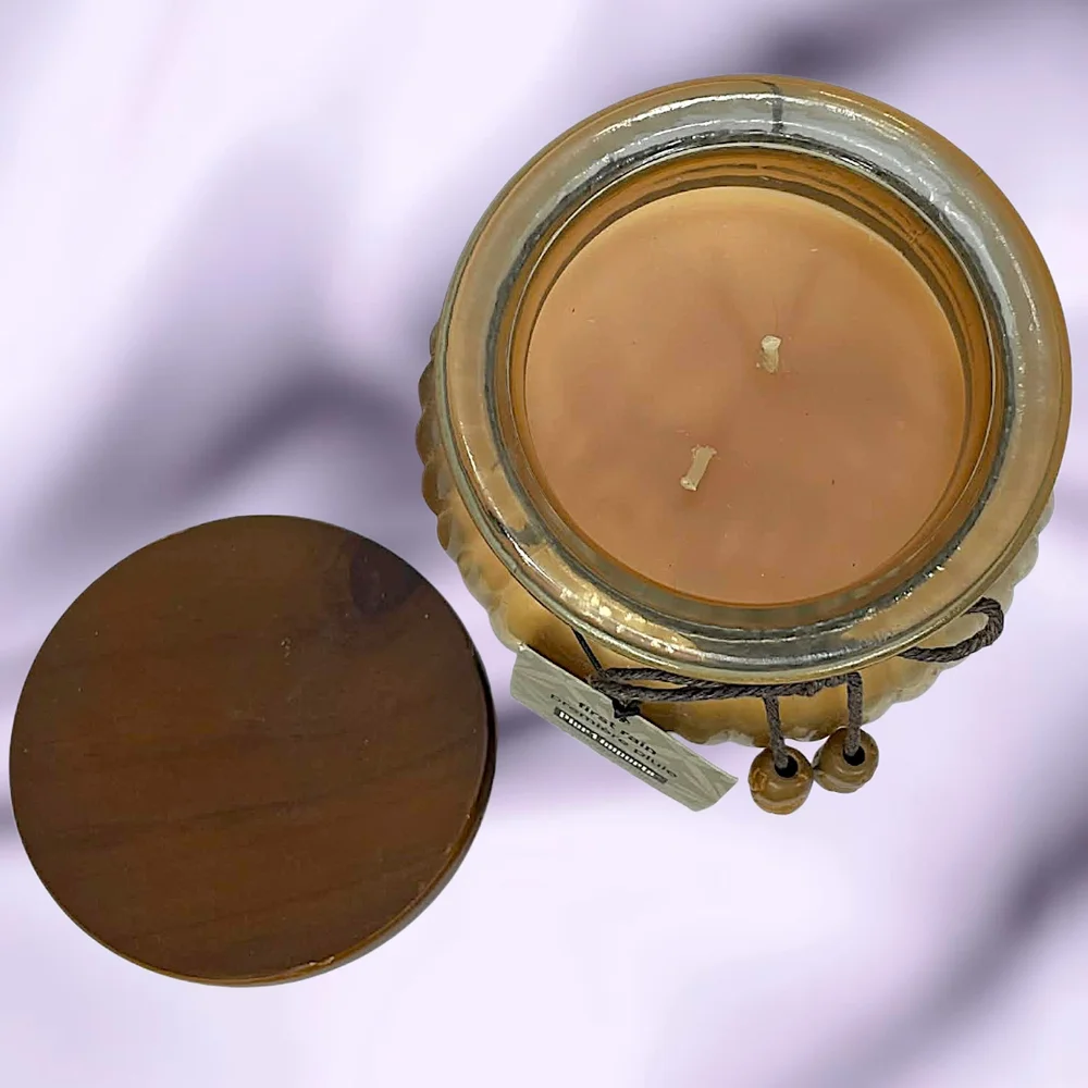 Pier 1 Imports First Rain Dual Wick Scented Candle | 17.9oz Jar Wood Lid & Beads